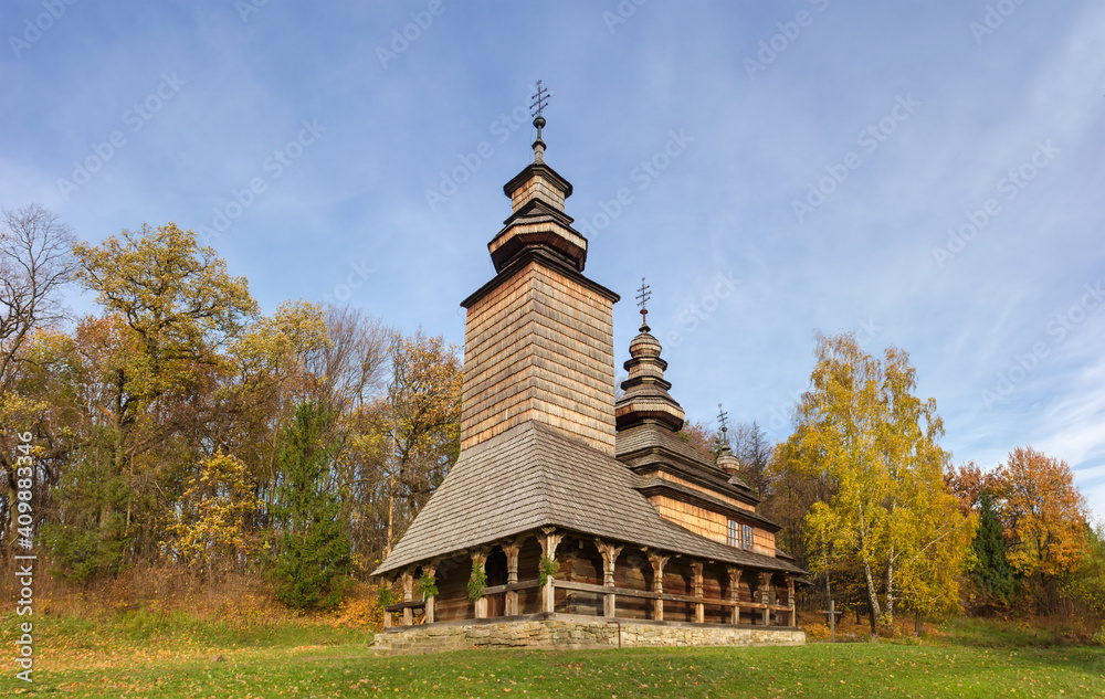 Ancient wooden church of 18th century, Pyrohiv, Kyiv, Ukraine