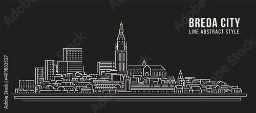 Cityscape Building Line art Vector Illustration design -  Breda city