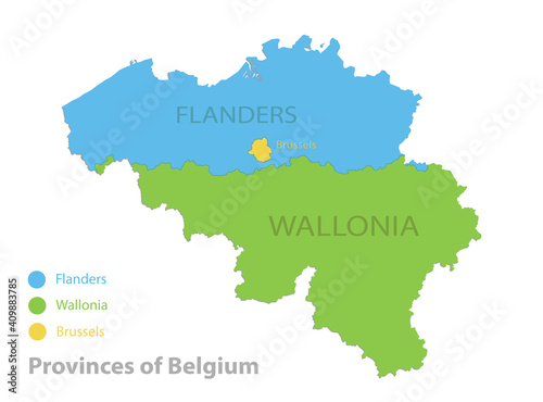 Belgium map  Provinces of Belgium  color map isolated on white background vector