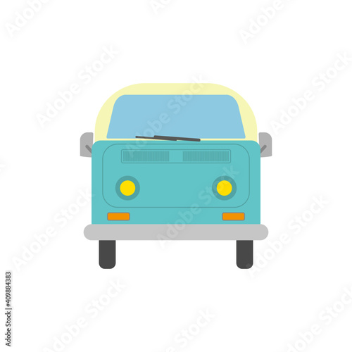 vintage van for travel on white background