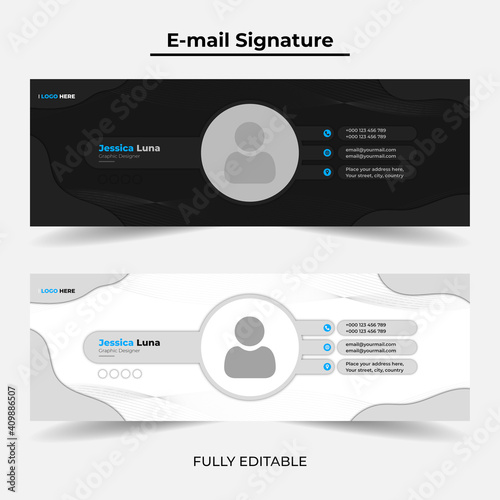 Corporate Email signature template design or email footer and personal social media cover templates with an author photo place modern layout