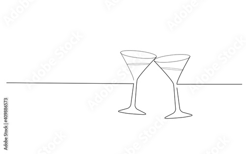 Two wine glasses cheers isolated on white background. For party card and ad. Useful for advertisement, marketing and advert. Two wine glasses vector illustration