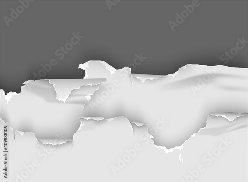 ragged Hole torn in ripped paper on transparent background
