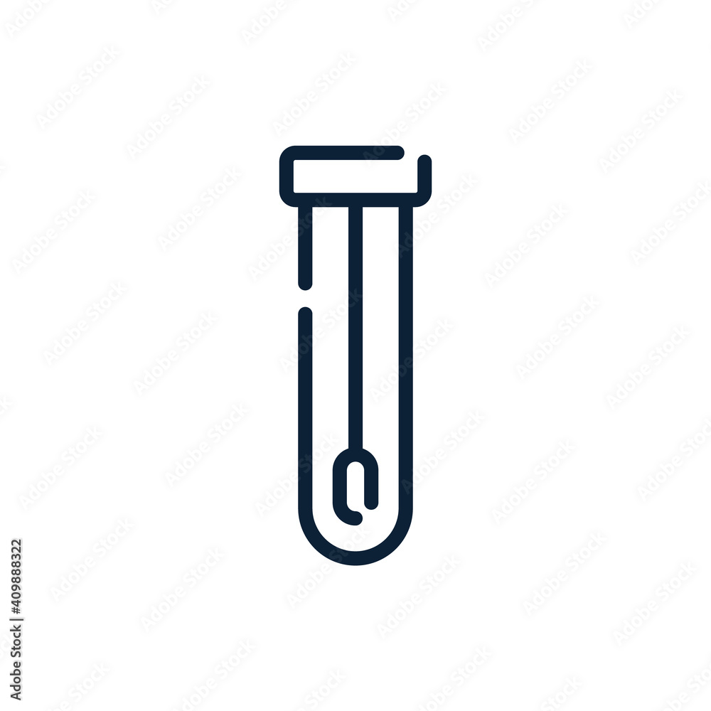 Covid pcr test vector line icon. Corona virus covid19 tube test medical laboratory Covid pcr test vector line icon. Corona virus covid19 tube test medical laboratory