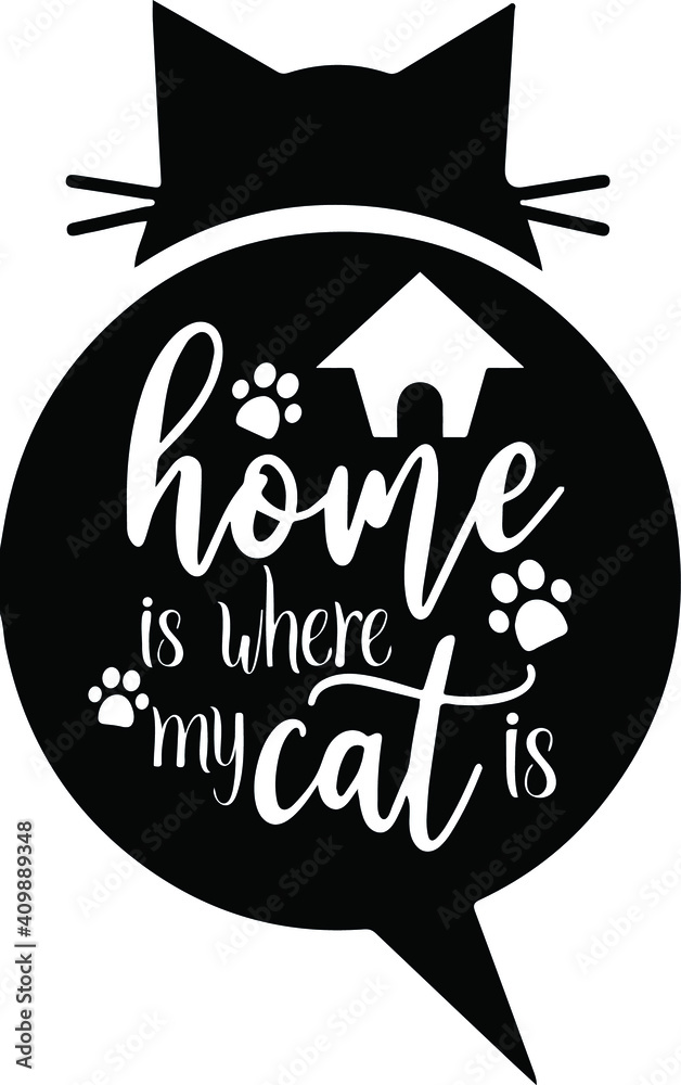 home is where my cat valentine card cutting silhouette on transparent background 
