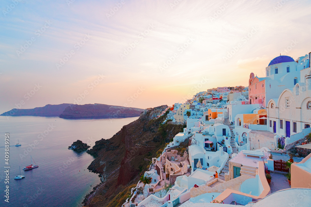 Fototapeta premium Oia village at night, Santorini