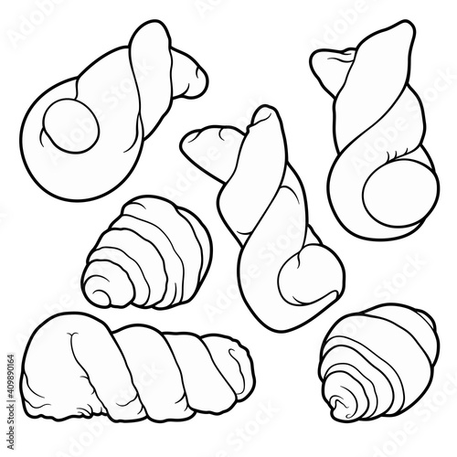 Buns hand drawn vector doodles set.