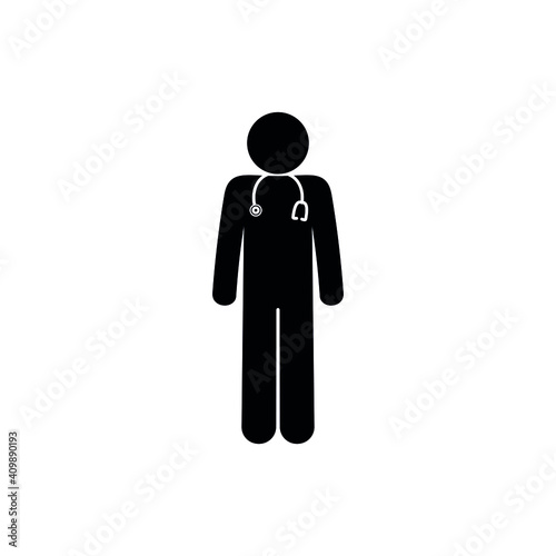 stick figure man icon, people pictogram isolated, doctor illustration