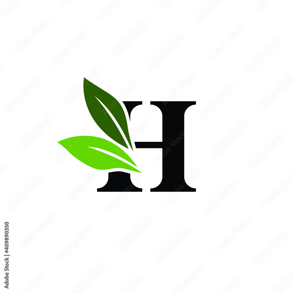 Letter H Logo with Green Leaves, Nature Logo/Icon Design Template. Letter H Logo with Green Leaves, Nature Logo/Icon Design Template.