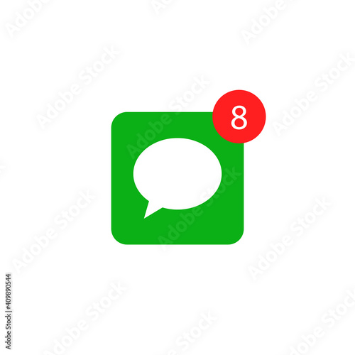 Message notification alert icon. Bell mobile bubble new message symbol