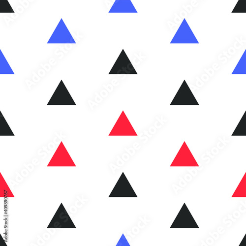 Seamless geometric triangles pattern. Red and blue triangle shape background for fabric  textile  wrapping  cover etc.