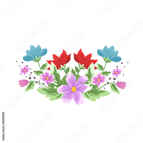 Flower isolated on white background. Flower modern design for t-shirt  print material  cloth and textile. Useful for invite and wedding card  wallpaper and greeting card. Flower vector illustration