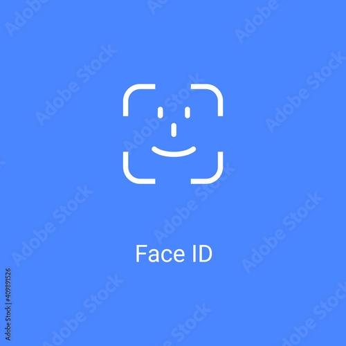 Face ID facial recognition user verification. Phone face scan biometric concept