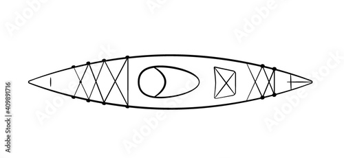 Canoe hand drawn outline doodle icon. Sketch canoe for camping tourism, leisure and adventure. Vector doodle illustration. Kayaking vector sketch illustration for print, web, mobile and infographics