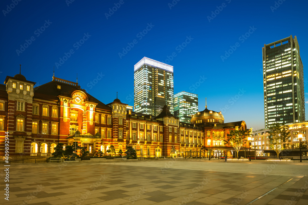 tokyo station in tokyo city, japan at night tokyo station in tokyo city, japan at night
