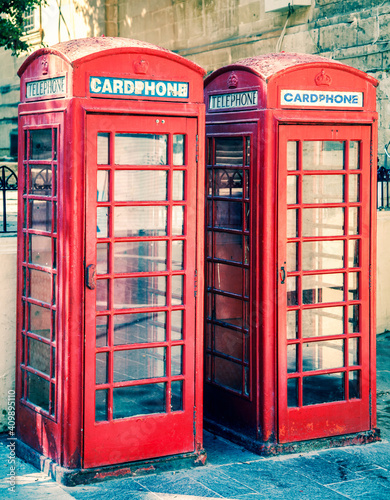 Red telephone booth in Malta island