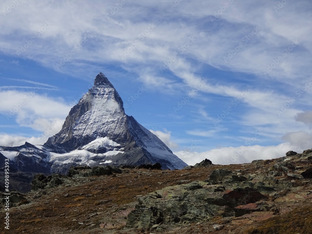 Matterhorn, Zermatt, Schweiz, Berg, Schnee, Gipfel, berühmt, Landschaft, Alpen, Gebirge, Herbst, Winter, Reise
