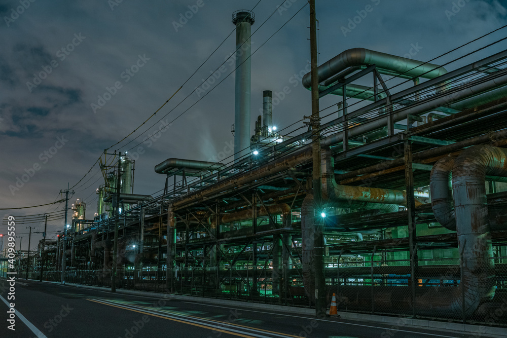 Obraz The factory in night of Kawasaki, Japan