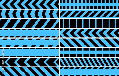 Restrictive stop marking blue tape pattern line to fence dangerous areas