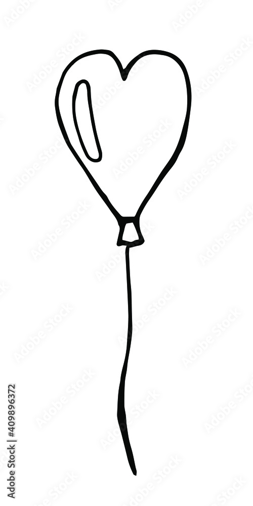 Vector ballon in heart shape. Cute doodle illustration of air ballon. Party decoration. Vector ballon in heart shape. Cute doodle illustration of air ballon. Party decoration.