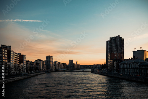 Street view of downtown in Liege city  Belgium