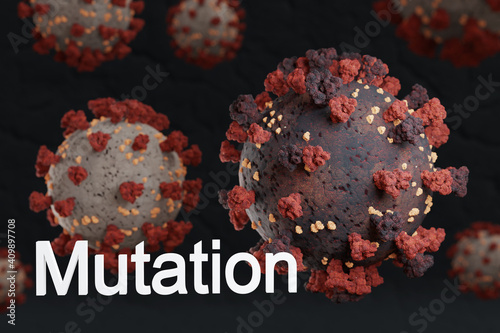 variant and mutation of coronavirus, covid 19 strain b117, virus protein infection, 3D Illustration photo
