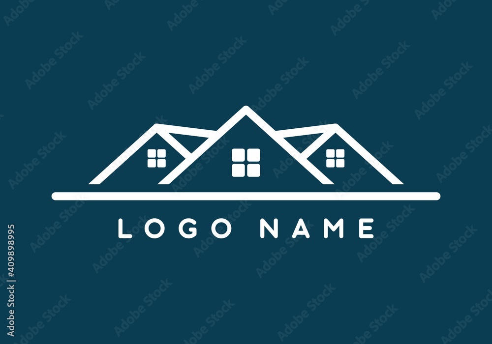 White blue house real estate logo White blue house real estate logo