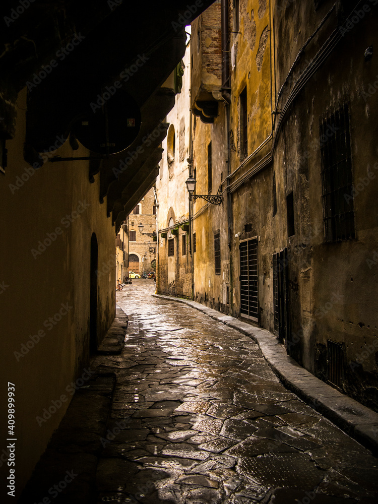 Obraz premium Italia, Tosana, Firenze, via delle Brache,uno stretto vicolo del centro storico.