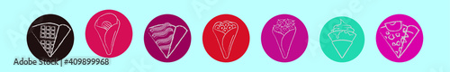 set of crepes cartoon icon design template with various models. vector illustration isolated on blue background