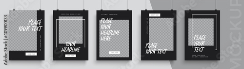 Set of Editable poster template. Can be used for poster, brochure, magazine, card, book, flyer, banner, anniversary. Trendy corporate style.