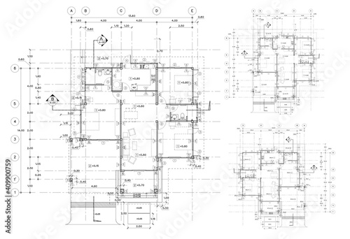 Obraz na plátně Write a blueprint architecture for building.