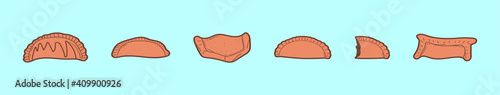 set of empanadas cartoon icon design template with various models. vector illustration isolated on blue background