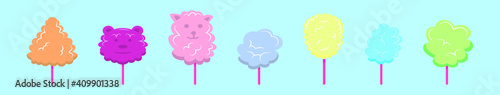 set of candyfloss cartoon icon design template with various models. vector illustration isolated on blue background