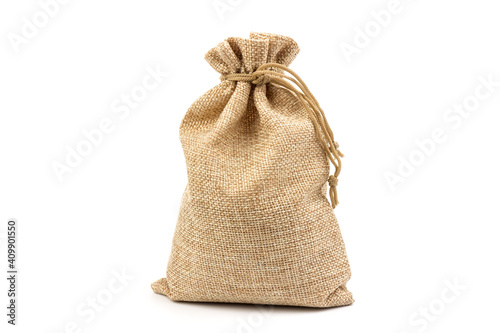 sack fabric bag isolated on white background