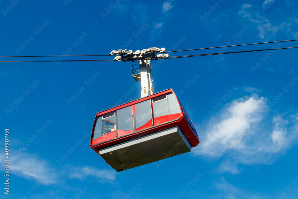Cable car on ropeway leading to a top of Tahtali mountain in Antalya province, Turkey
