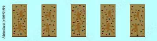 set of climbing wall cartoon icon design template with various models. vector illustration isolated on blue background