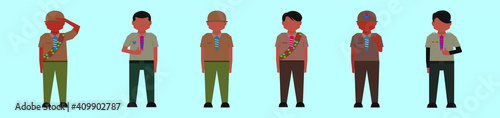 set of eagle scout cartoon icon design template with various models. vector illustration isolated on blue background