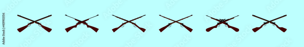 Fototapeta premium set of crossed guns cartoon icon design template with various models. vector illustration isolated on blue background