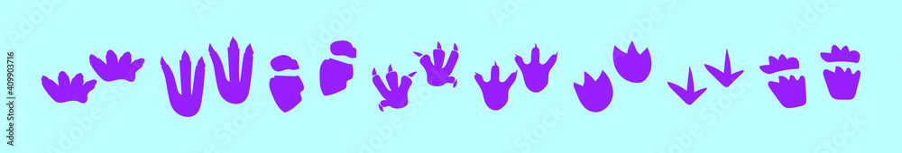 Obraz premium set of dinosaurs foot print cartoon icon design template with various models. vector illustration isolated on blue background