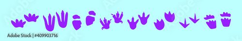 set of dinosaurs foot print cartoon icon design template with various models. vector illustration isolated on blue background