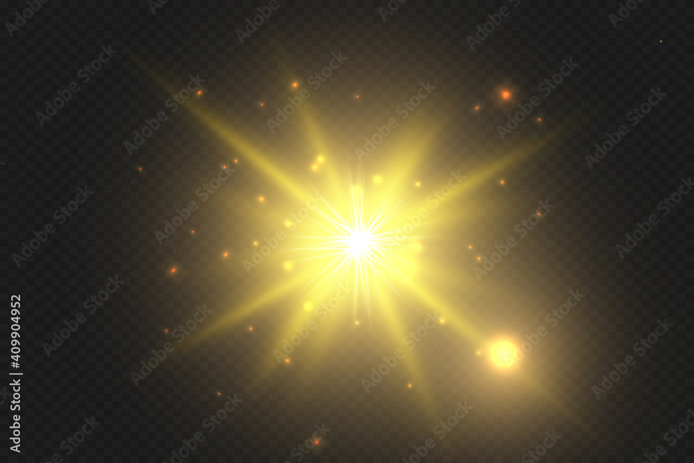 Naklejka premium Glow light effect. Star burst . illustration. Set