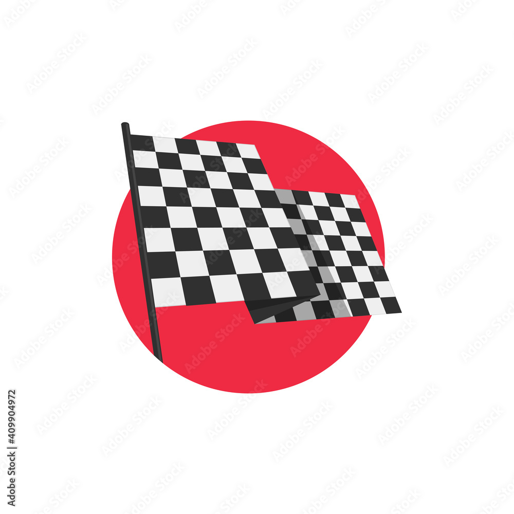 Checkered Finish Flag icon. Vector race flag isolated on a White Background. Rippled black and white crossed chequered banner. Checkered Finish Flag icon. Vector race flag isolated on a White Background. Rippled black and white crossed chequered banner.