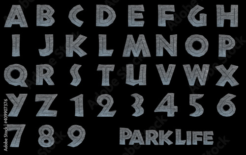 Park Life Rock Stone alphabet - 3D illustration photo