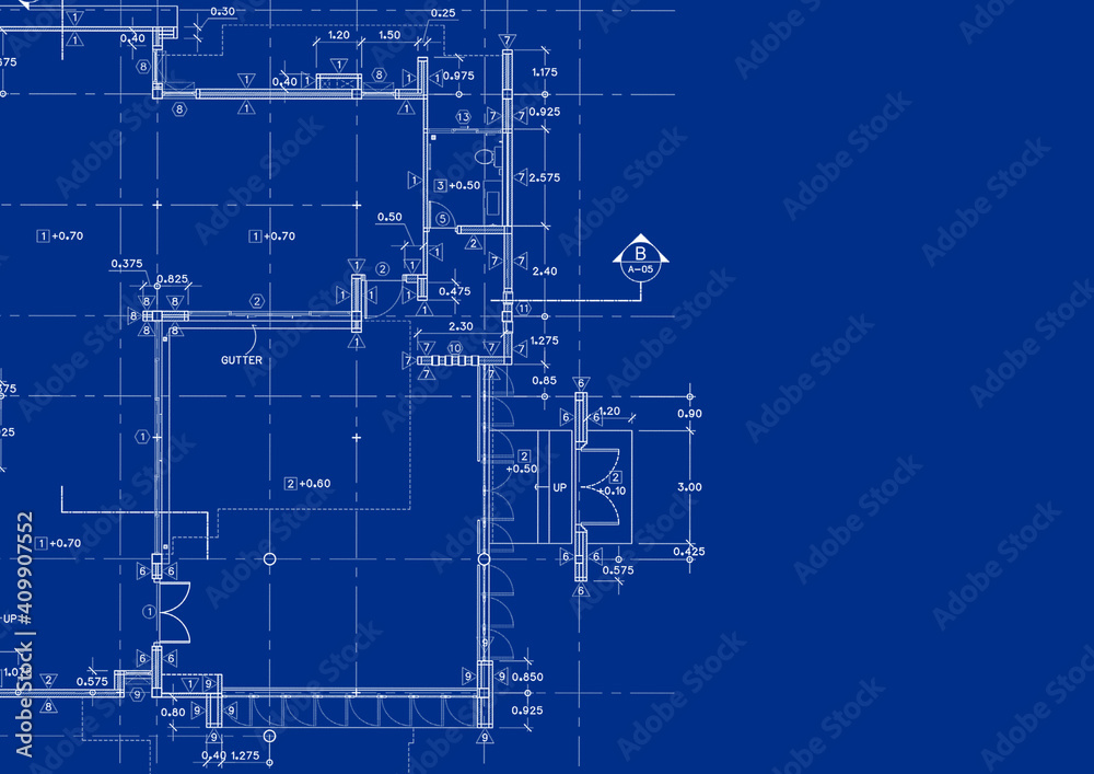 Fototapeta premium Write a blueprint architecture for building.
