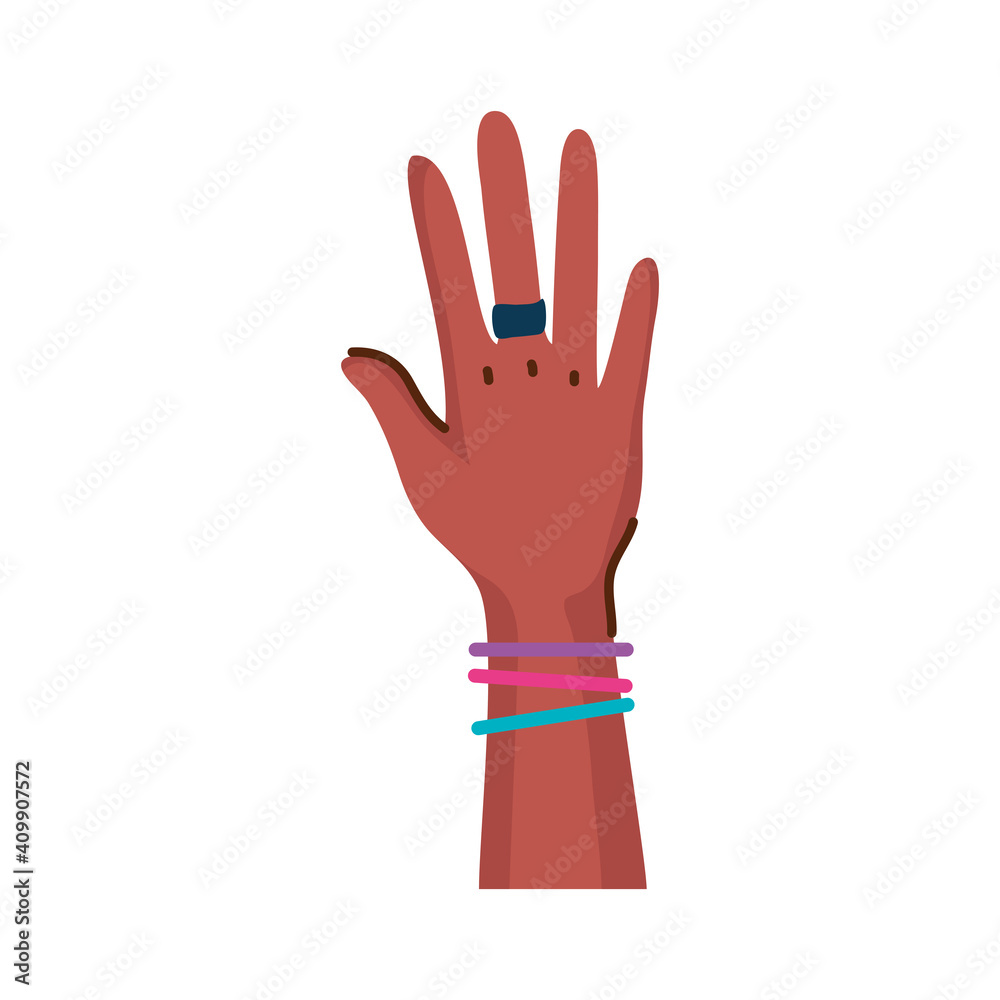 beautiful hand of afro woman with ring and bracelets vector illustration design beautiful hand of afro woman with ring and bracelets vector illustration design