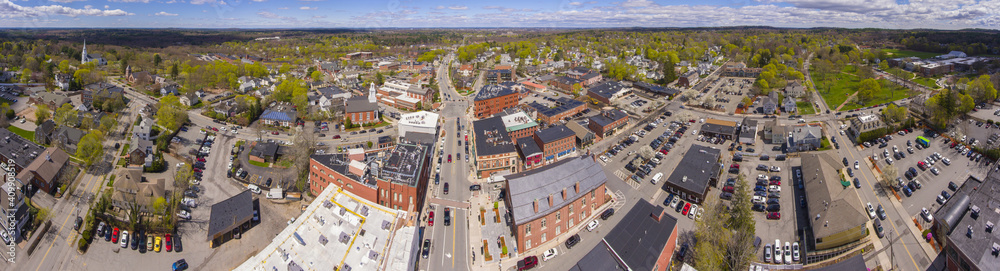 Aerial view of Historic center of Andover panorama on Main Street in Andover Massachusetts MA USA.