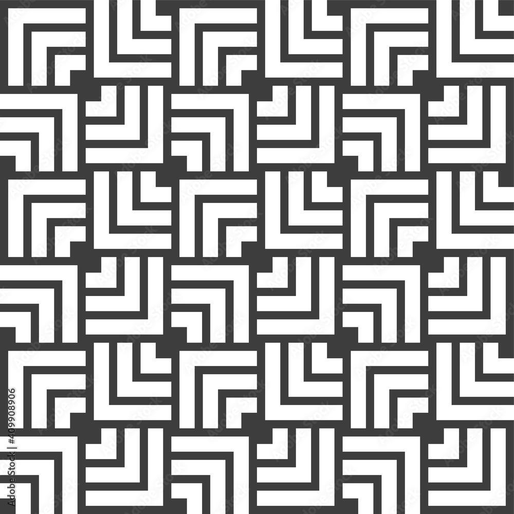 Abstract lines mosaic pattern. Modern stylish texture. Repeating geometric tiles with striped elements. Monochrome trellis. Vector background. Abstract lines mosaic pattern. Modern stylish texture. Repeating geometric tiles with striped elements. Monochrome trellis. Vector background.