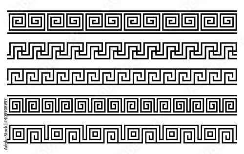 Greek roman pattern border decorative ornament. Ancient greek meander vector design wave