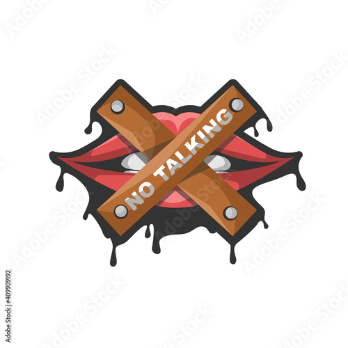 Design Vector Illustration Mouth Silenced