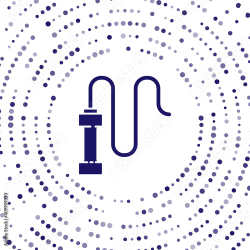 Blue Braided leather whip icon isolated on white background. Abstract circle random dots. Vector.